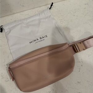 Mina Baie Blush Pink Crossbody Belt Bag with Adjustable Strap